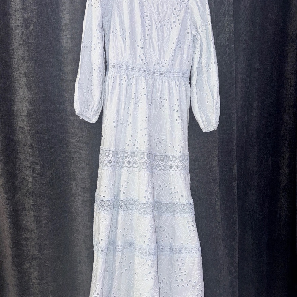 Elegant Light Blue Lace Maxi Dress